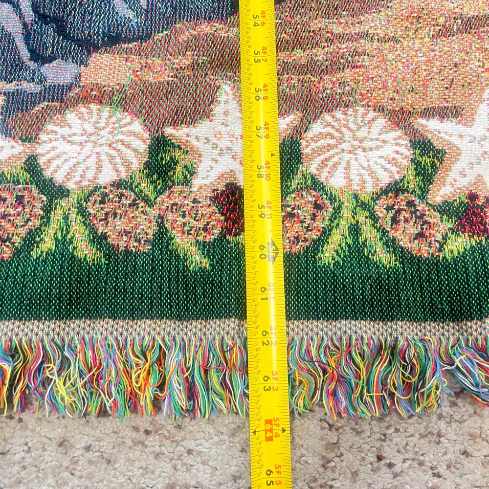 VNTG Santa Reindeer Christmas Light House Tapestry Blanket Country Southwestern‎ - Picture 9 of 10